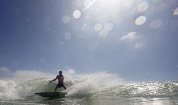 A surfer rides a wave at Windandsea Beach on May 30, 2024, in San Diego. (AP)